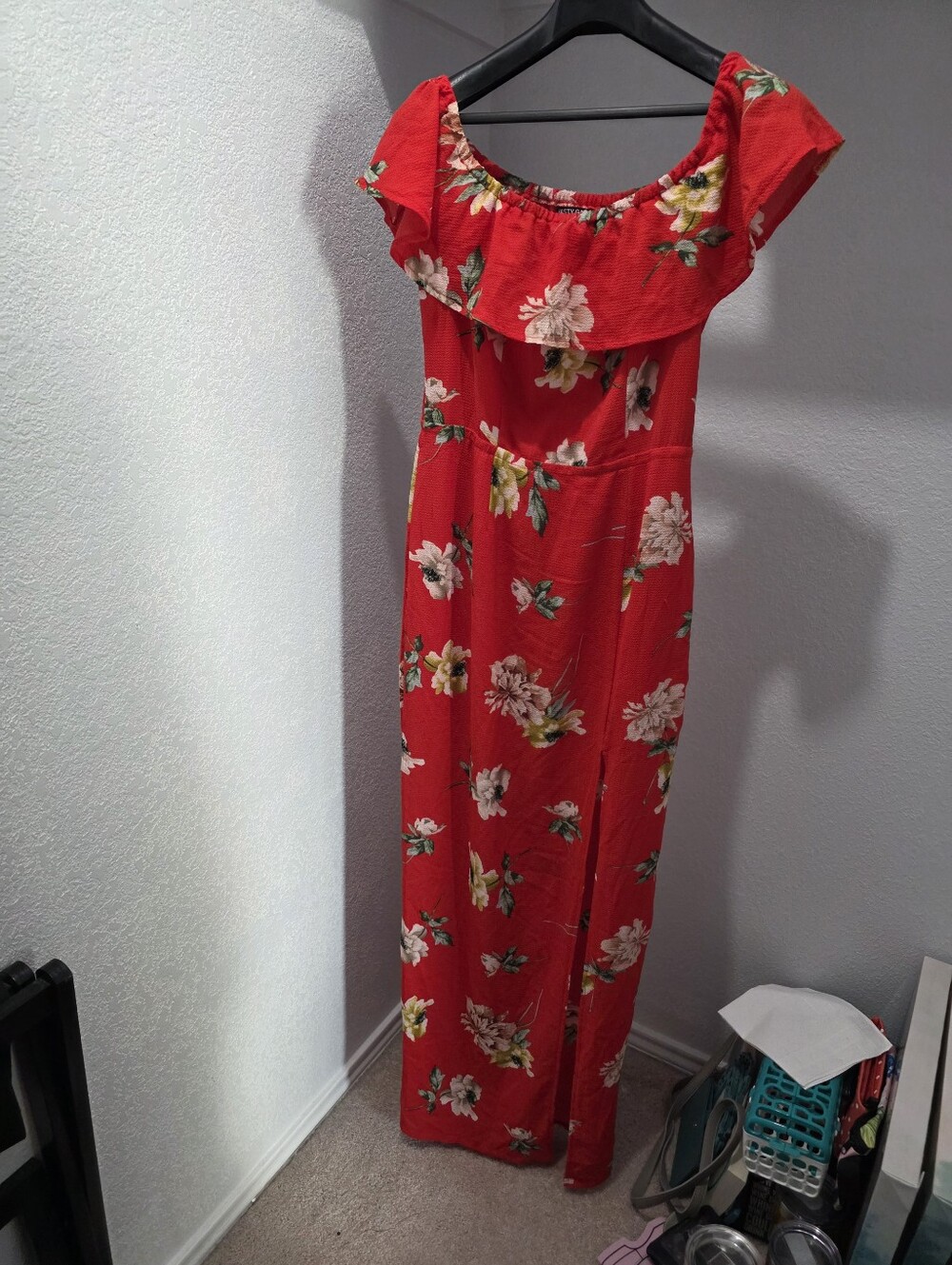 Women's Size 8 Long Red Floral Dress